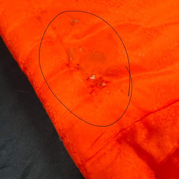 Vintage Japanese Kimono Wedding Red Gold Cranes Flower, Stuffed Hem, Pure Silk - Picture 2 of 6